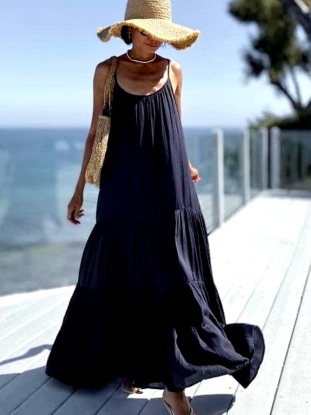 ✨NEW Spell BELLAMBRA Flowy Ruffled Silk BLACK Long Maxi Dress Gypsy Italy €299 M
